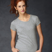 Ladies' 1×1 Rib Cap Sleeve Scoopneck T-Shirt